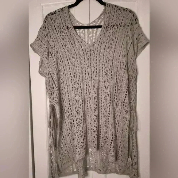 Grey | Crochet Knitted | Tassel Tie | Tunic| Beachwear | Swimsuit Coverup | OS - Picture 6 of 7